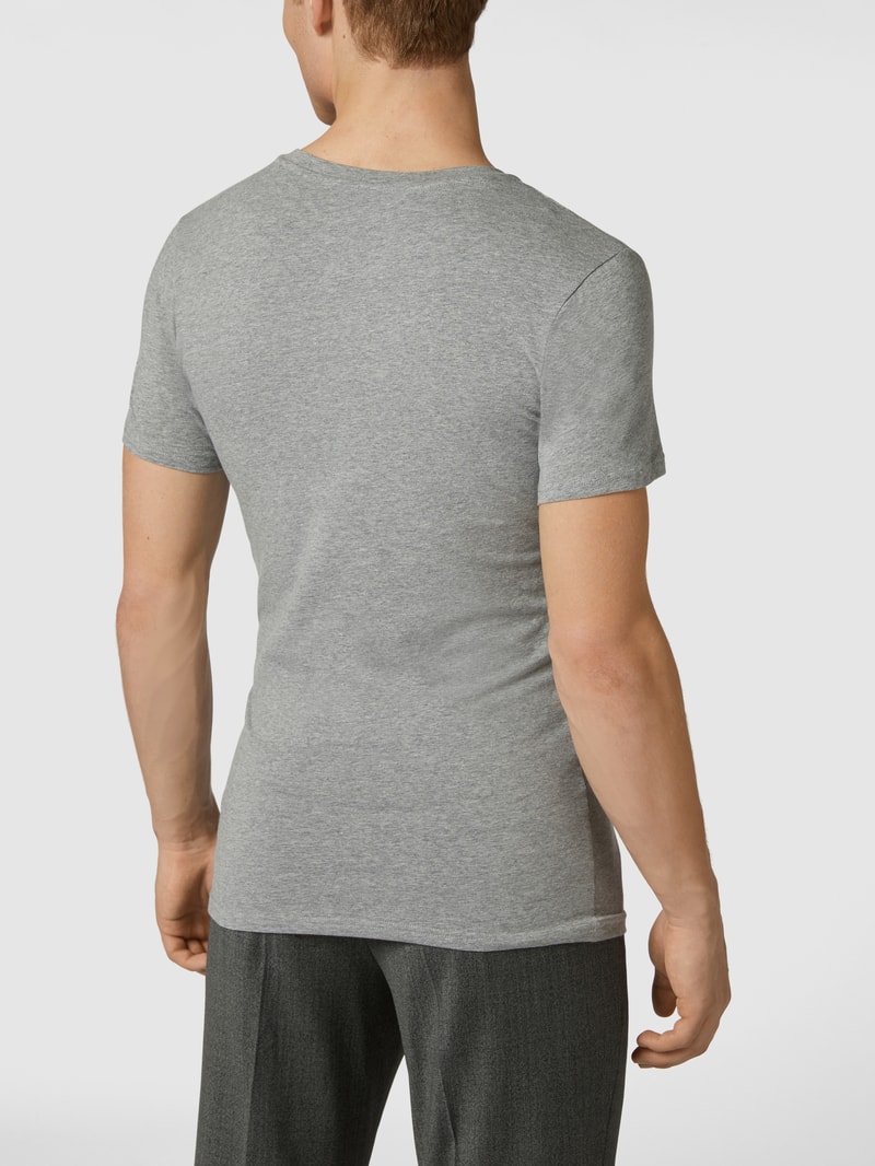 T-Shirt mit Stretch-Anteil im 2er-Pack Modell 'Caris' in mittelgrau meliert