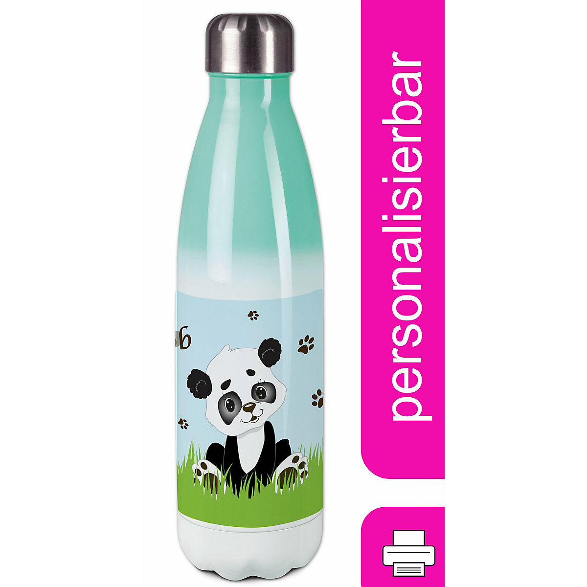 Edelstahl Kinder Thermoflasche / Trinkflasche bunt Panda Bär Spülmaschinenfest, Auslaufsicher, Bruchfest, Doppelwandig, Für Heißgetränke geeignet, Mit Deckel, Isoliert