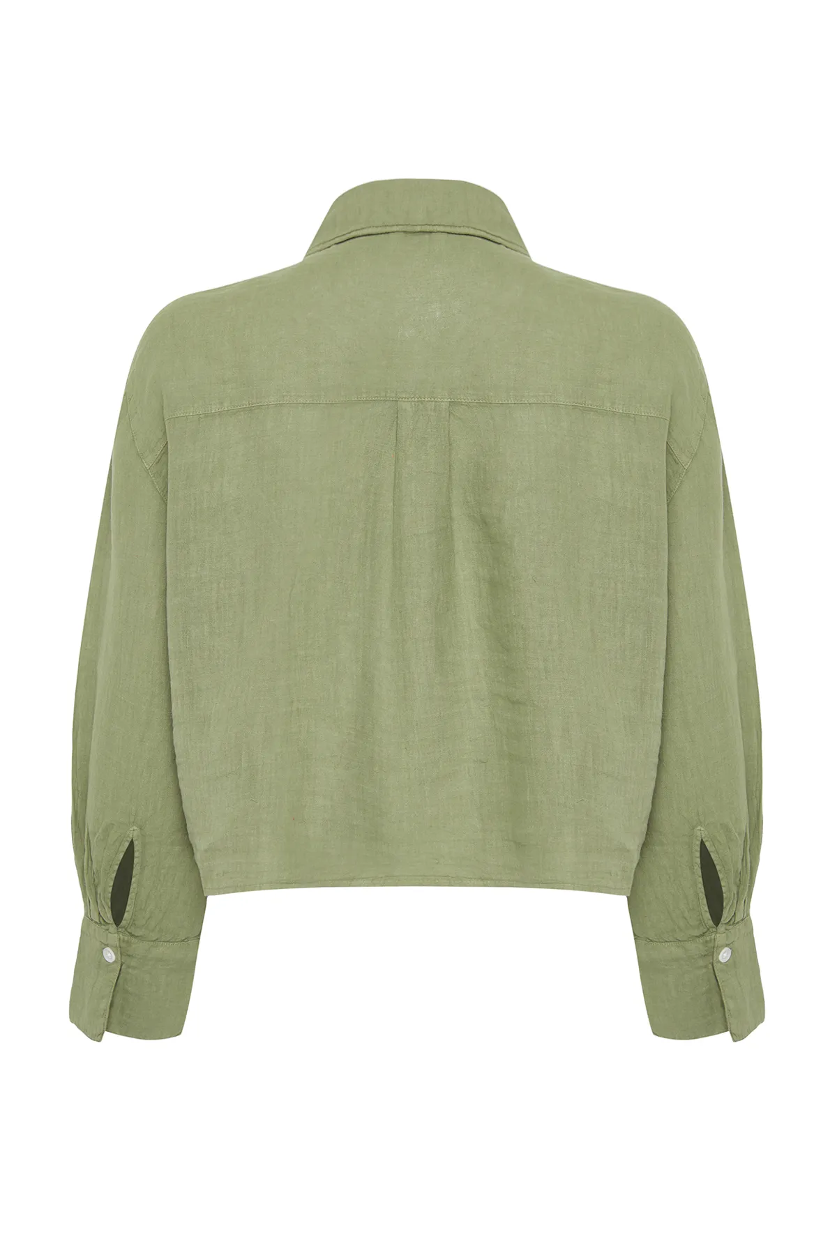 Trendyol Collection  Mintgrünes Oversize-Hemd aus 100 % Leinen TWOSS24GO00121
