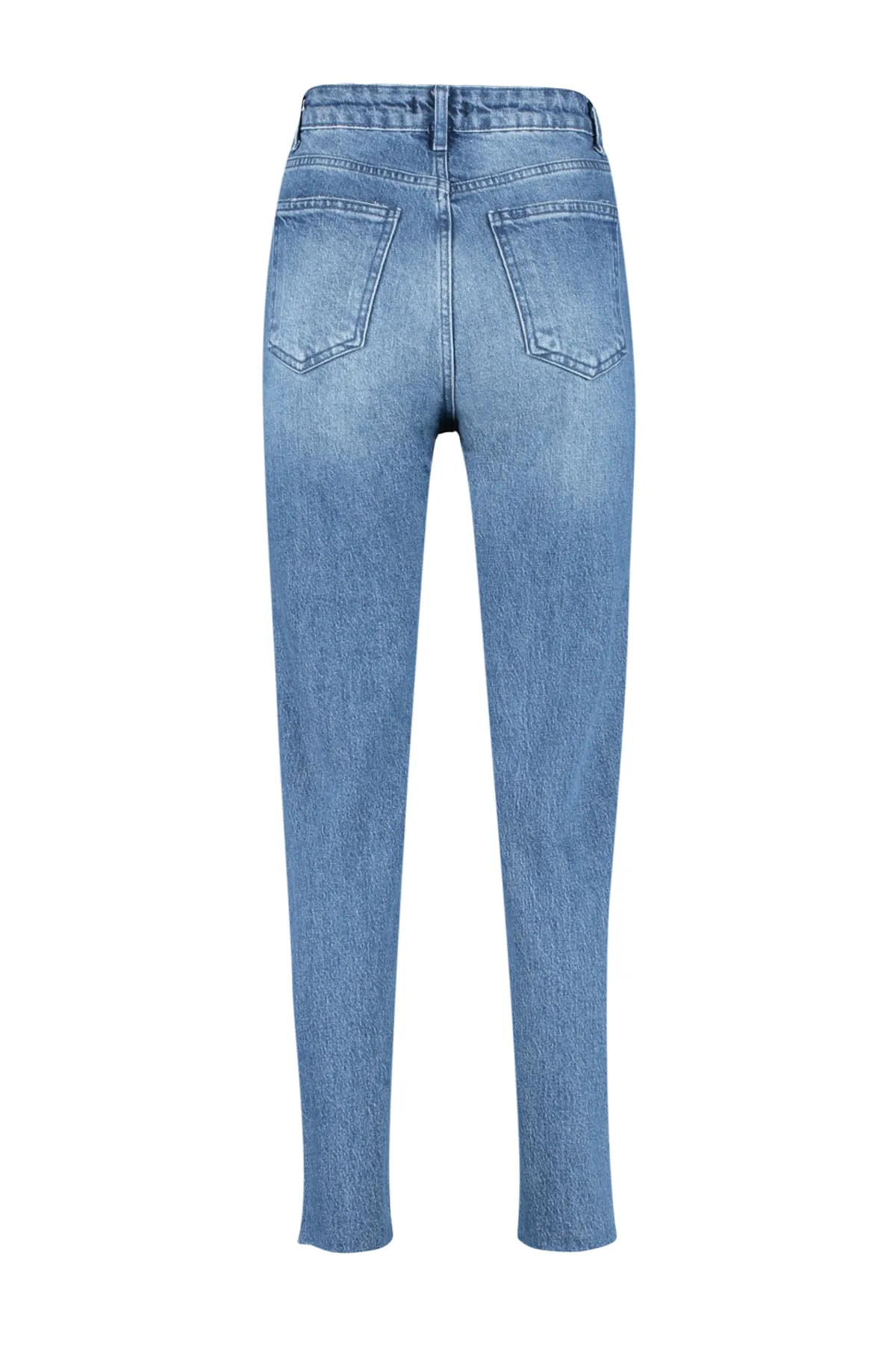 Trendyol Collection  Blaue Slim-Mom-Jeans mit hoher Taille TWOSS23JE00094