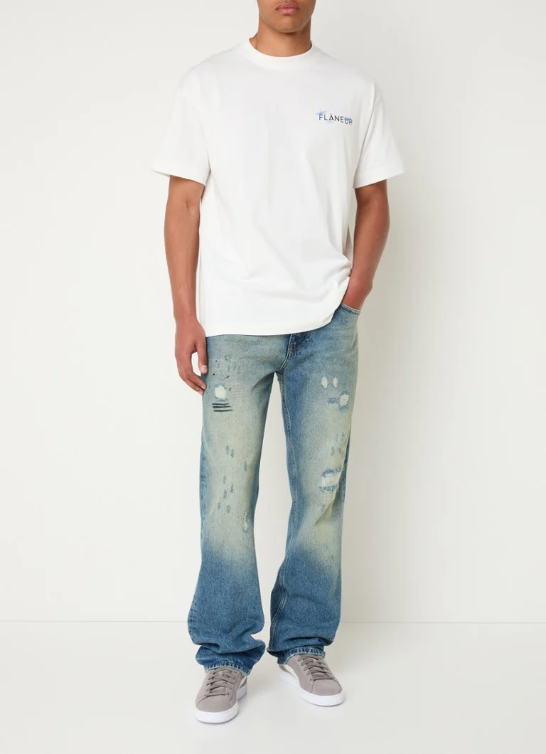 Tricou aviator FLÂNEUR cu logo și imprimeu pe spate.