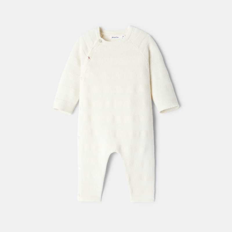 Combinaison en tricot point mousse blanc naissance Absorba