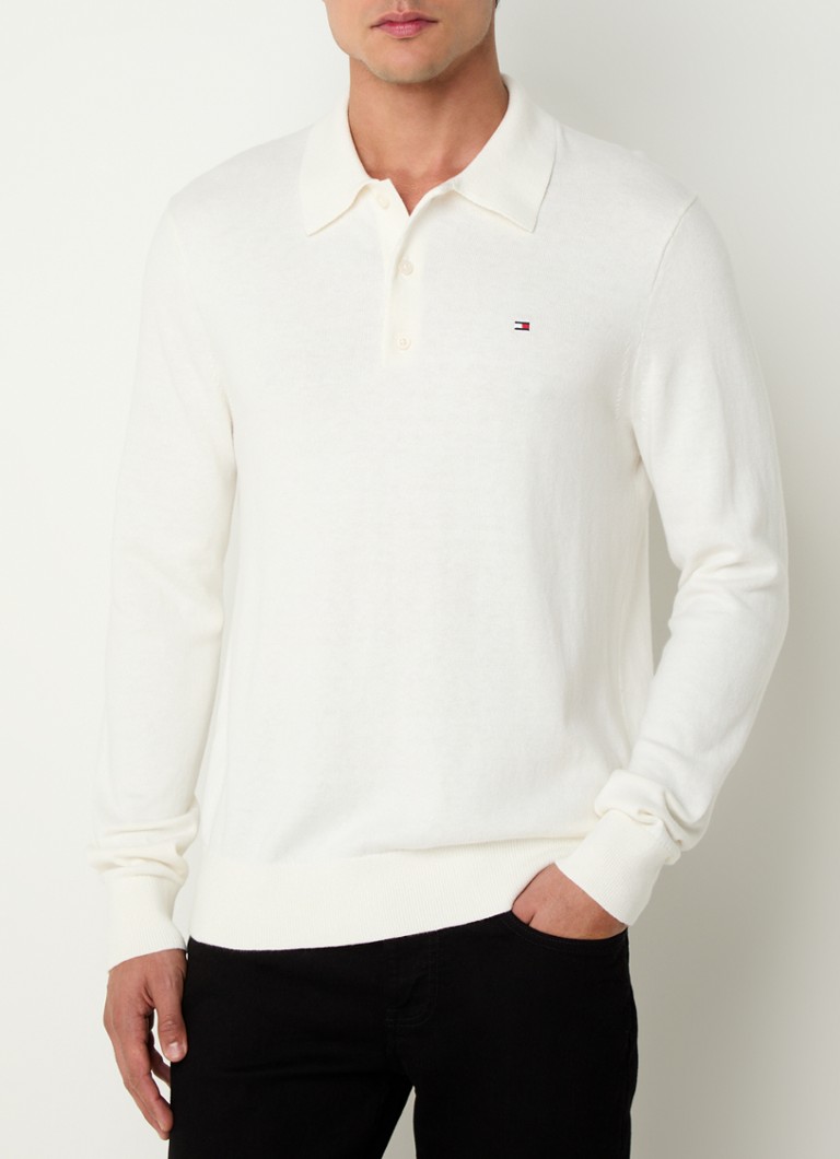 Polo Tommy Hilfiger de malha fina e corte regular em mistura de cashmere com logotipo.