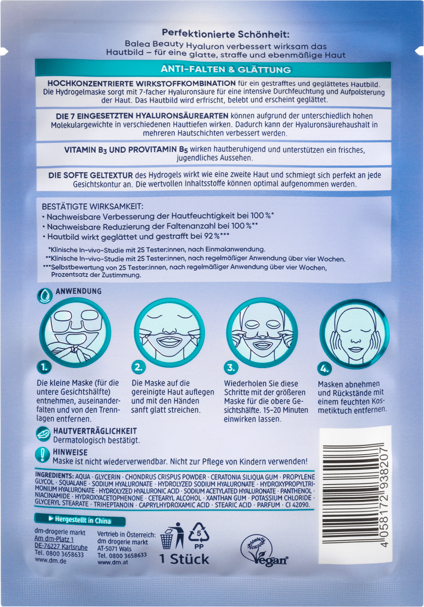 Gesichtsmaske Hydrogel Beauty Hyaluron, 1 St