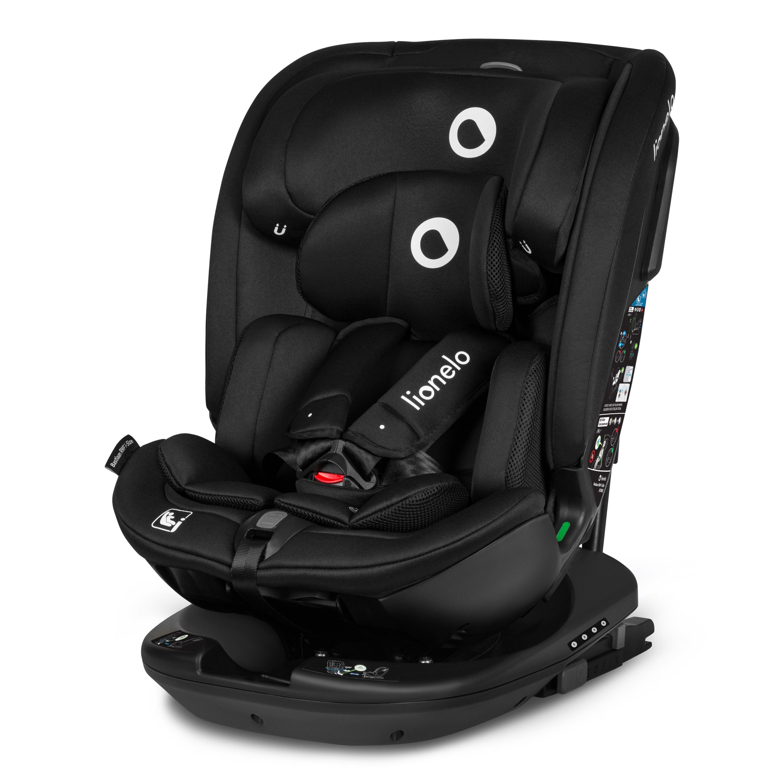 lionelo Autokindersitz Bastiaan RWF i-Size, ab: ab 0, bis: bis 150 cm (36kg), ab: 0,00 kg, bis: 36,00 kg, (Set), 4 Sitze in 1/360' drehbare Basis / ISOFIX / Top-Tether