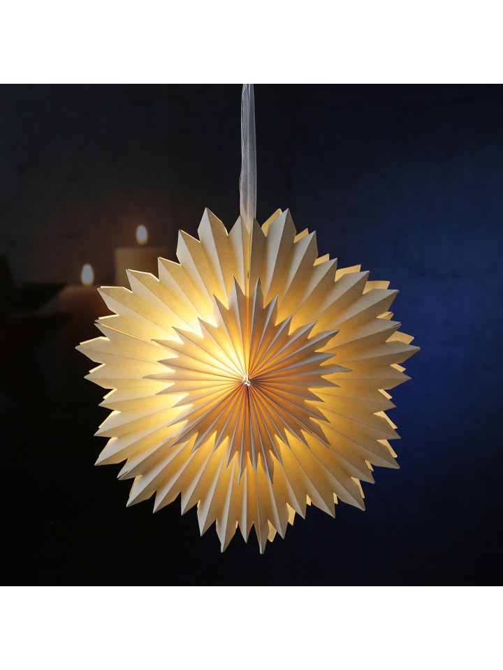 MARELIDA LED Papierstern EISBLUME Weihnachtsstern beleuchtet D: 40cm in weiß günstig kaufen onesize