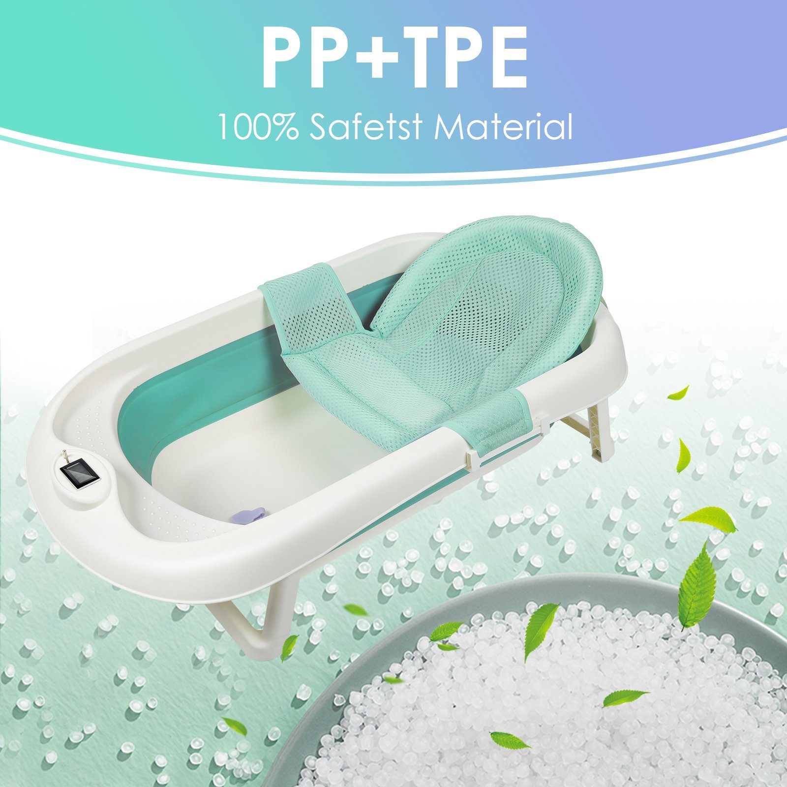 Lospitch Babybadewanne Baby Badewanne Faltbare Babywanne mit kissen Ergonomische Kunststoff