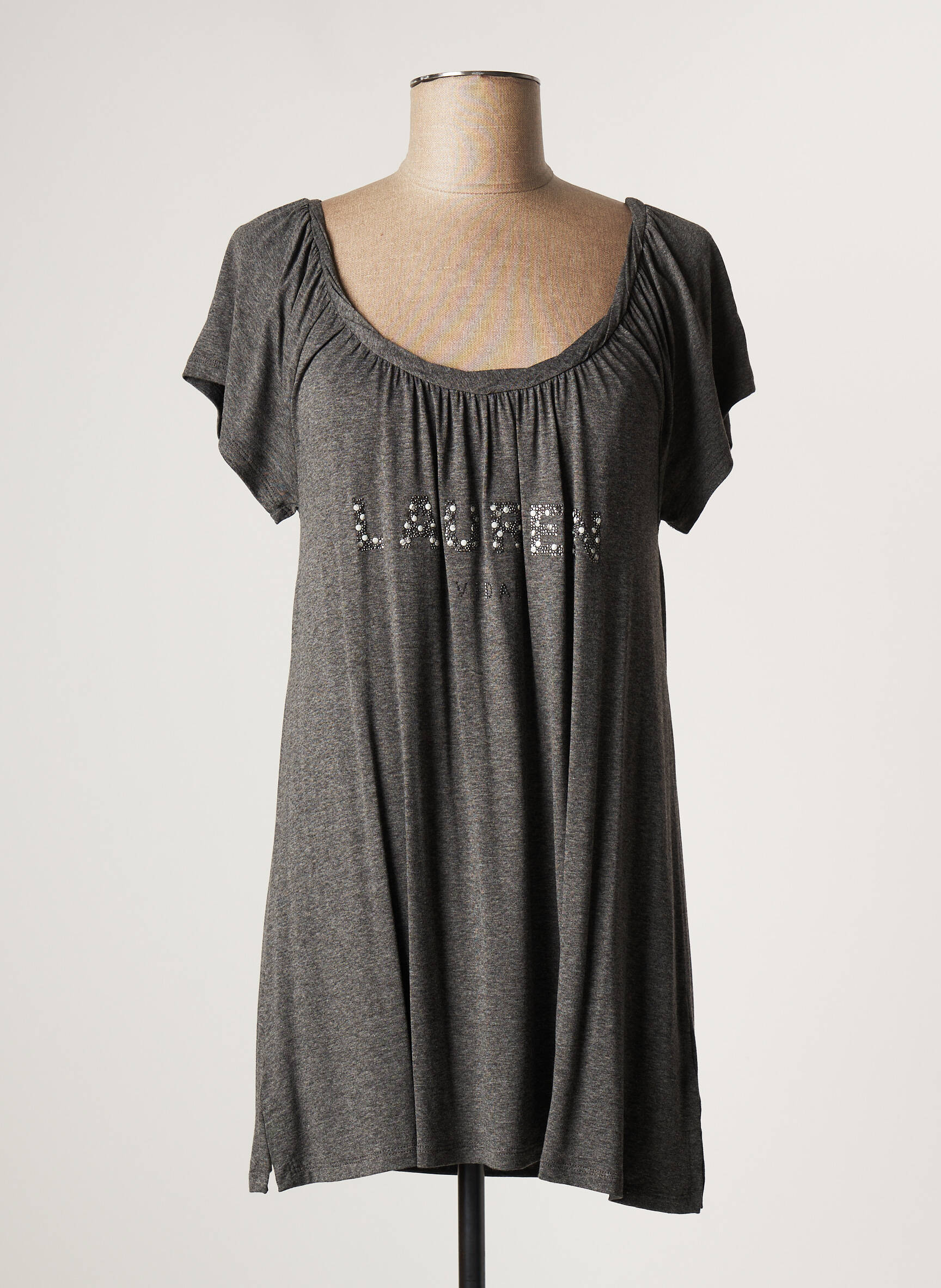 Lauren Vidal Tuniquemanchecourte Femme couleur gris