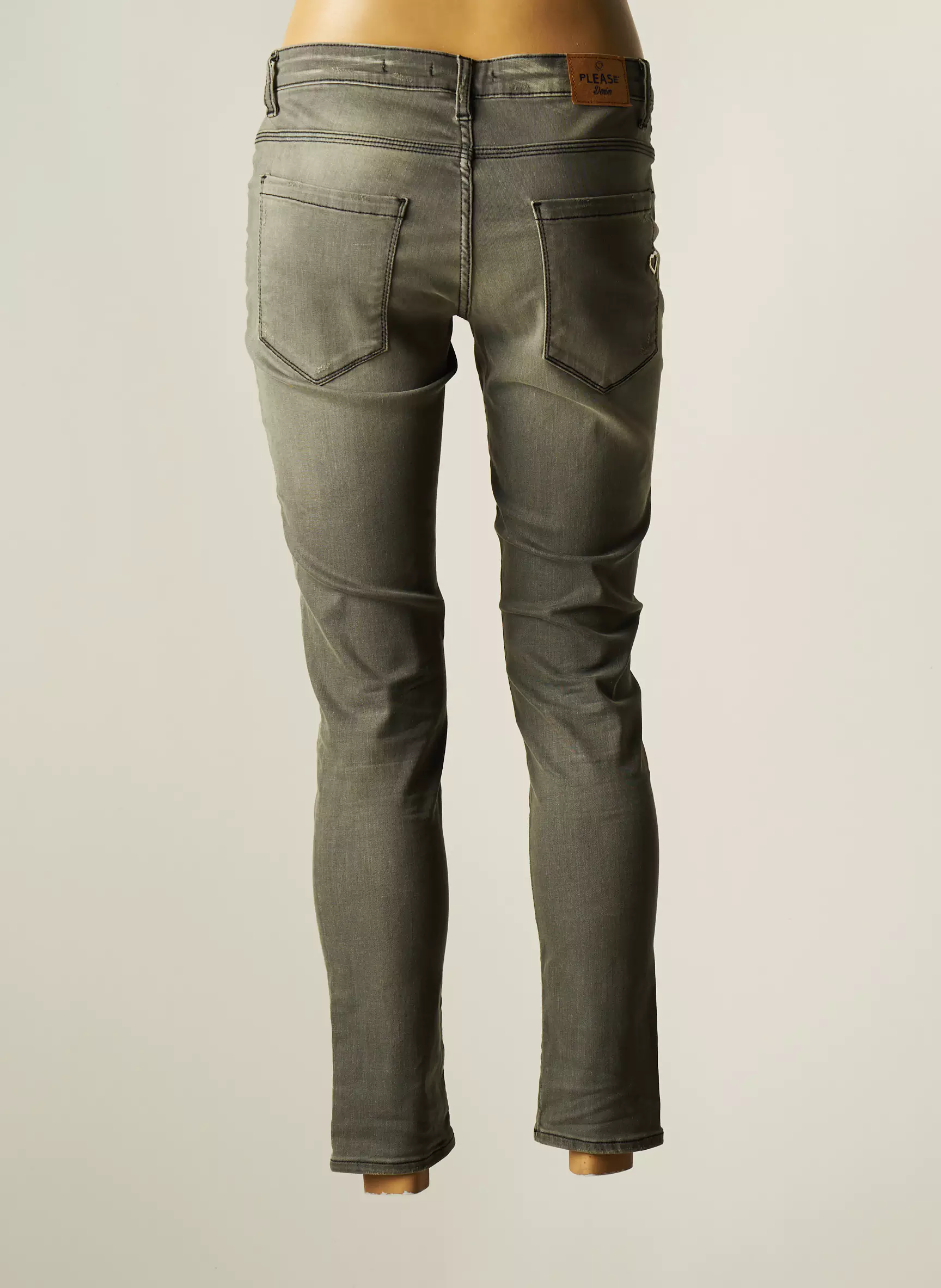 Please Pantalons Slim Femme couleur gris