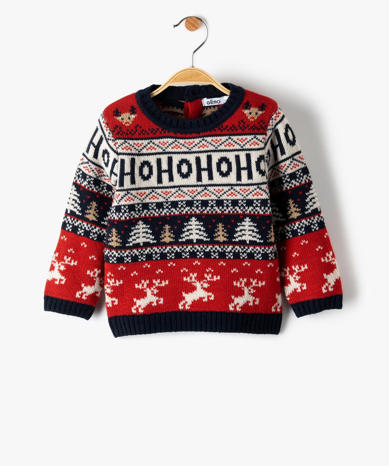 Pull de Nol bébé Garçon en jacquard multicolore rouge | GEMO