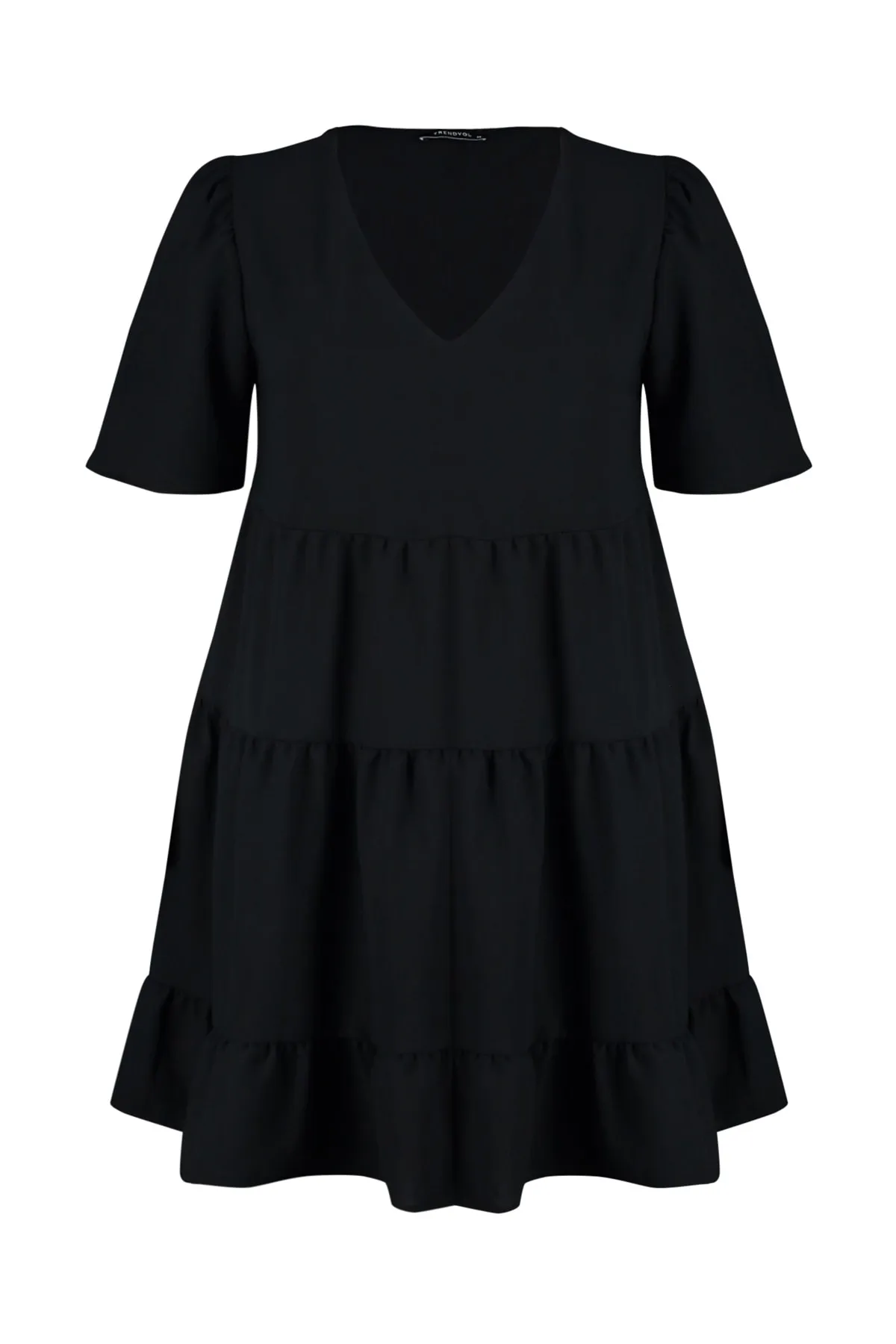 Trendyol Curve  Schwarzes gewebtes Volantkleid TBBSS22EL1597