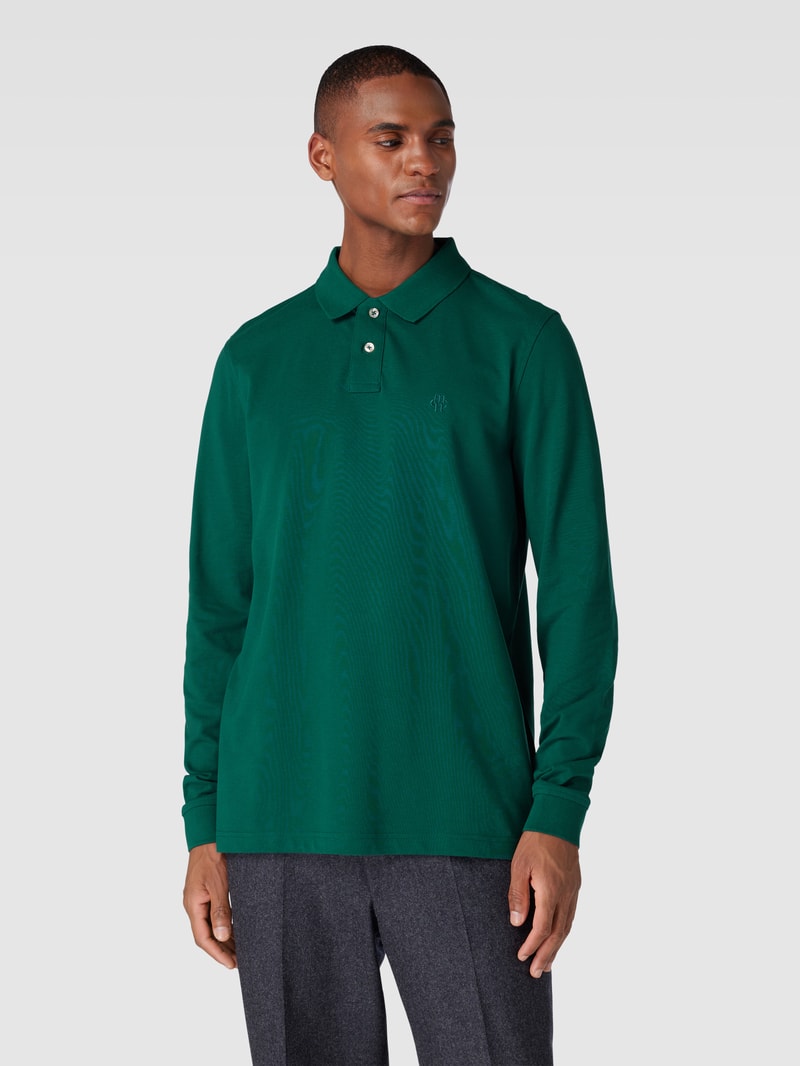 Poloshirt mit Logo-Stitching Modell 'THOMAS' in dunkelgrün