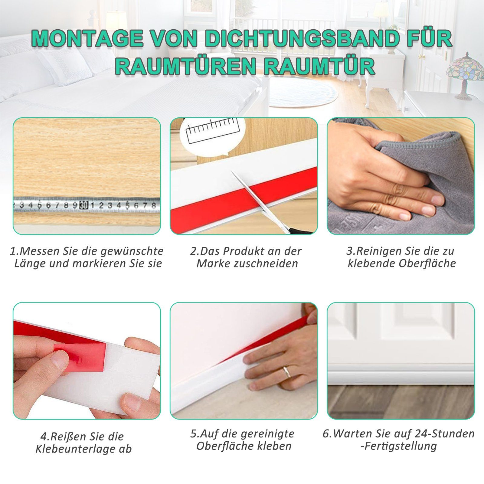 CALIYO Dichtungsband Türdichtung Zugluftstopper für Türen, Zuschneidbare Türdichtung, Türdichtung Unten tür zugluftstopper für Schallschutz, Kälteschutz