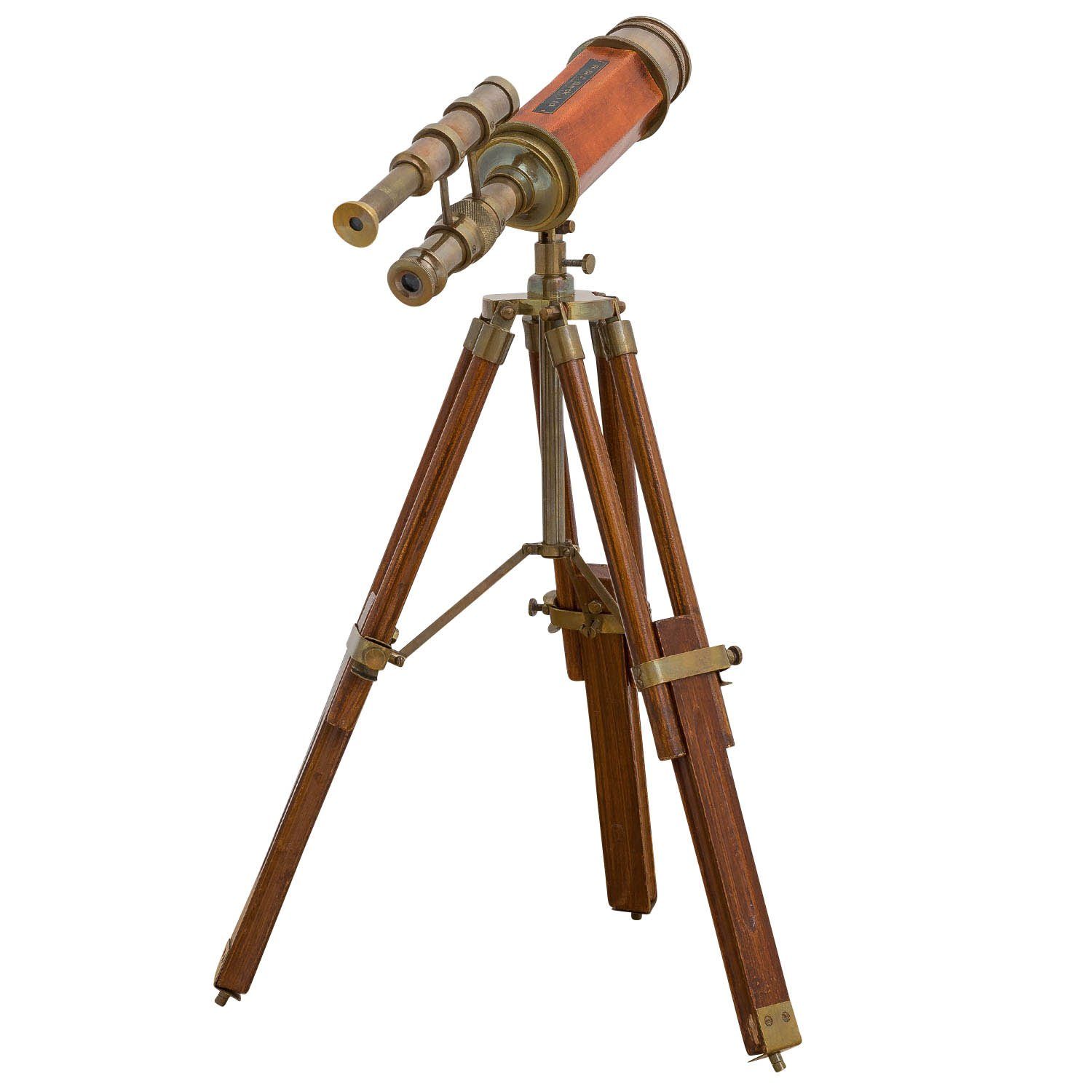Aubaho Teleskop Doppel-Teleskop mit Holz-Stativ Fernrohr Fernglas Messing Antik-Stil