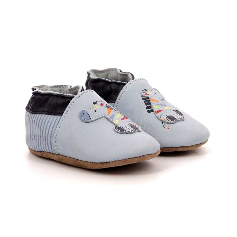Chaussons cuir tannage vegetal Zebra Rainbow