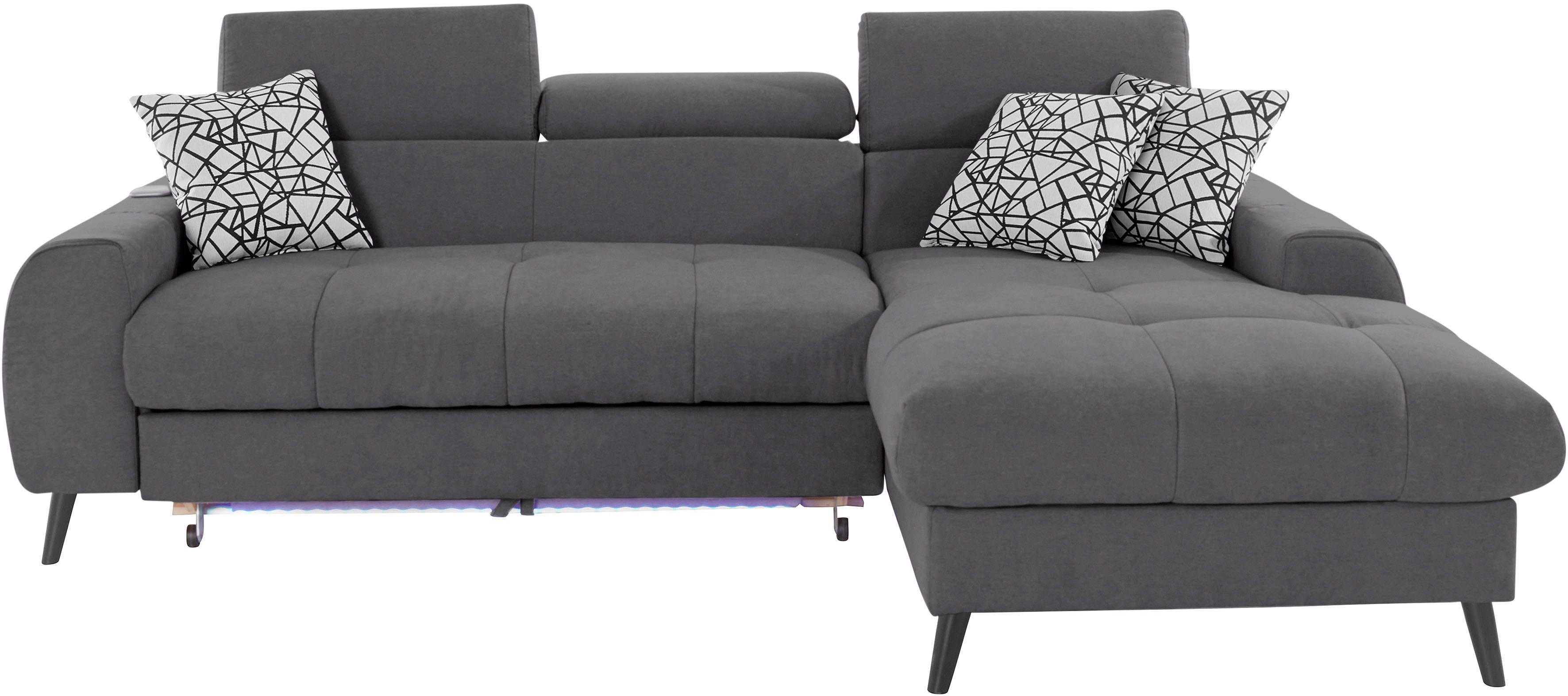 COTTA Ecksofa Mia, 3-tlg.-Kissen-Set, Recamiere, wahlweise mit oder ohne RGB-Beleuchtung