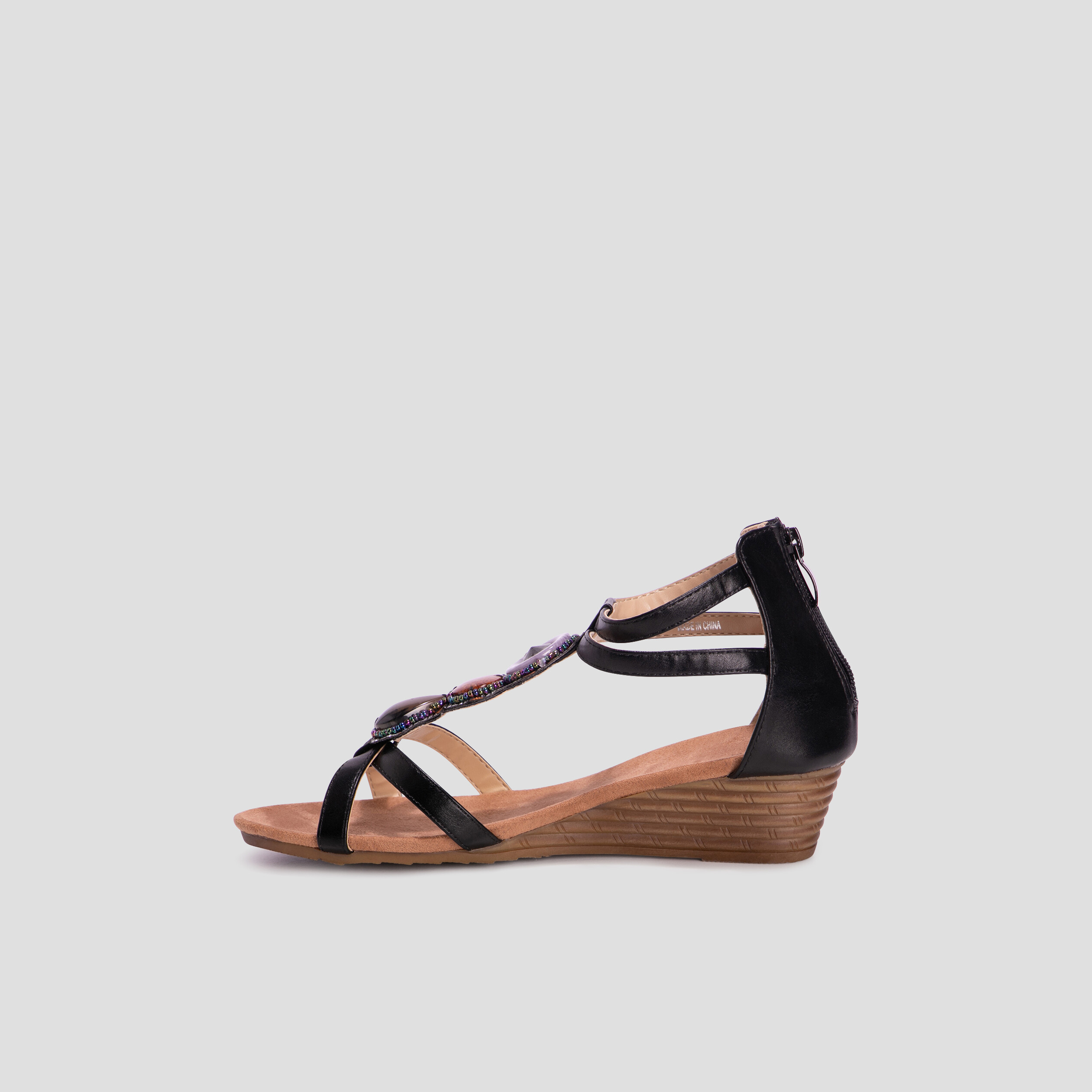 Sandales avec bijoux noir femme | La Halle