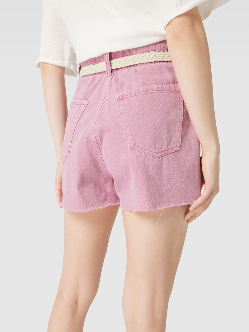 Jeansshorts aus Baumwolle mit Gürtel in rosa