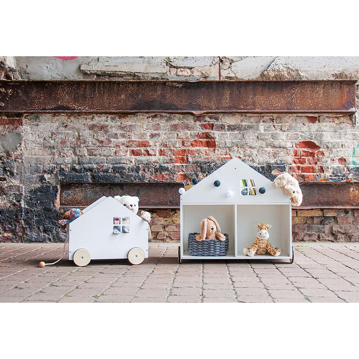 Kinderbücherregal mit Rollen „Hus”, weiß