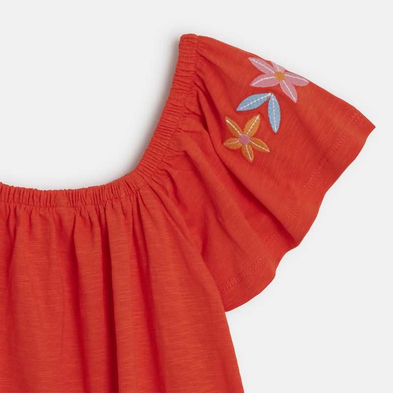 Robe fille rouge à broderies Catimini