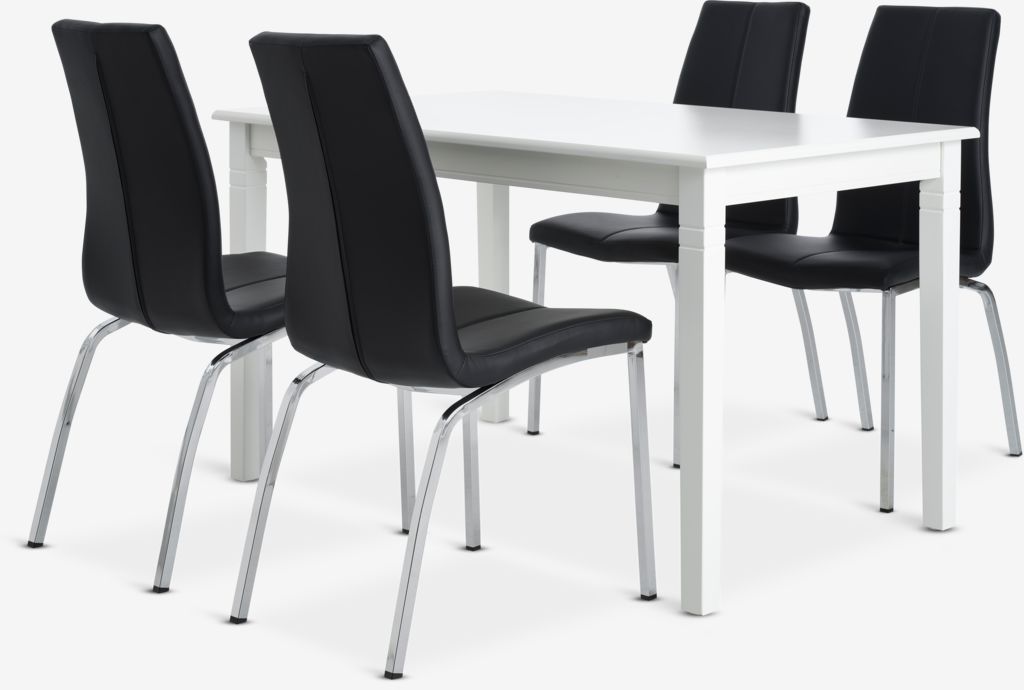 KIRKEBY HAVNDAL KIRKEBY L130/220 Tisch weiß 4 HAVNDAL Stuhl schwarz