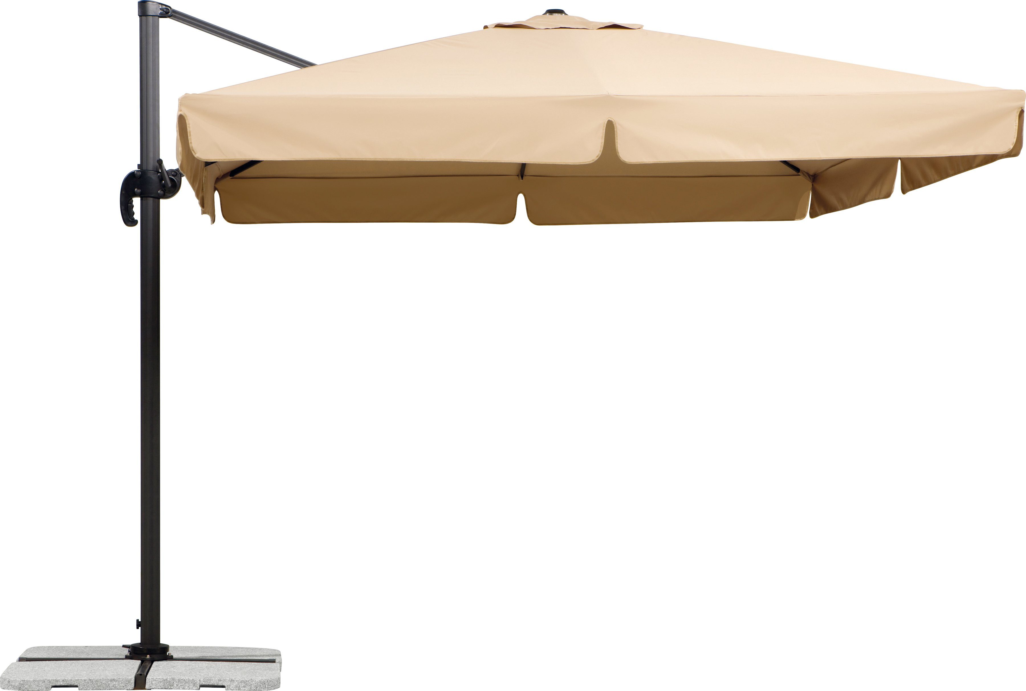 Schneider Schirme Ampelschirm Rhodos, LxB: 300x300 cm, mit Schutzhülle und Schirmständer, ohne Wegeplatten