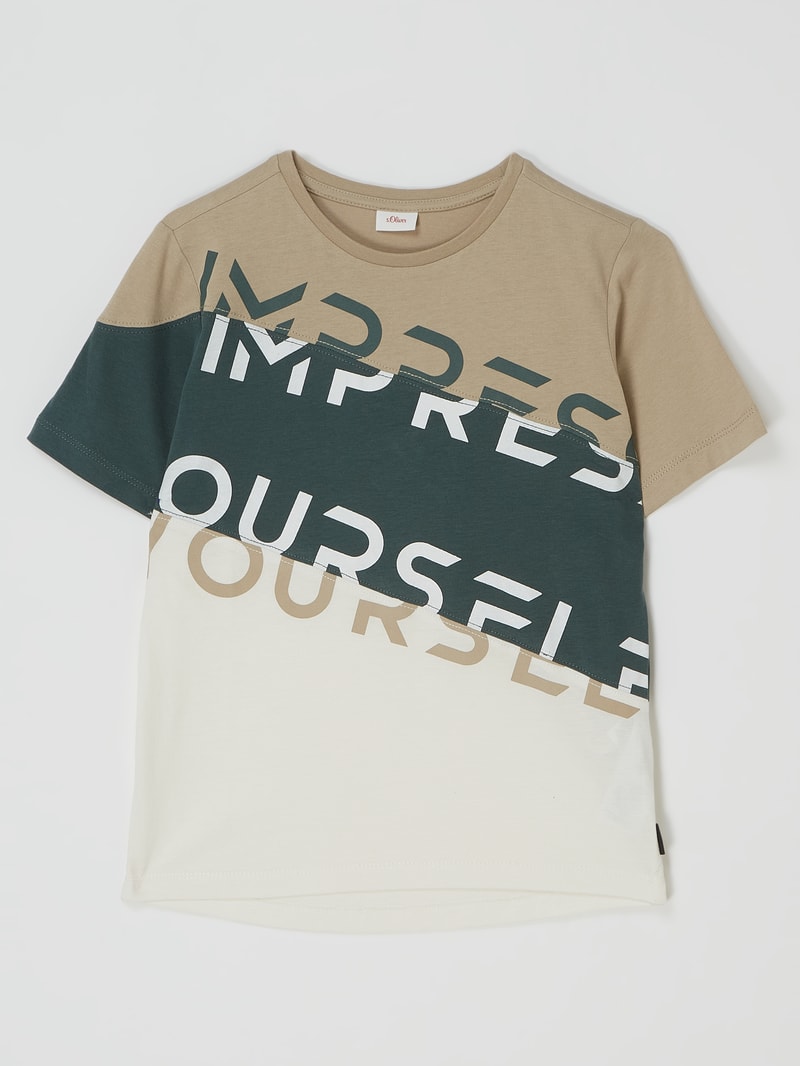T-Shirt mit Print in camel