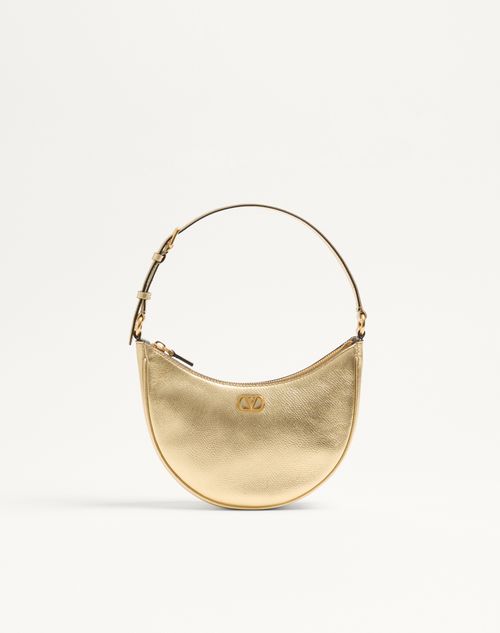 Mini Borsa Hobo VLogo Signature In Vitello Granato Laminato