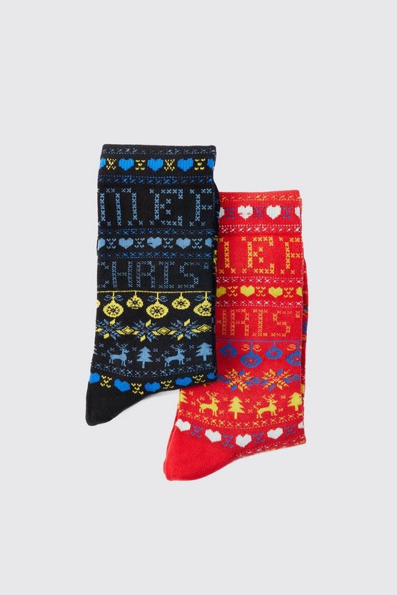 2er-Pack Weihnachts-Socken mit Geschenkbox