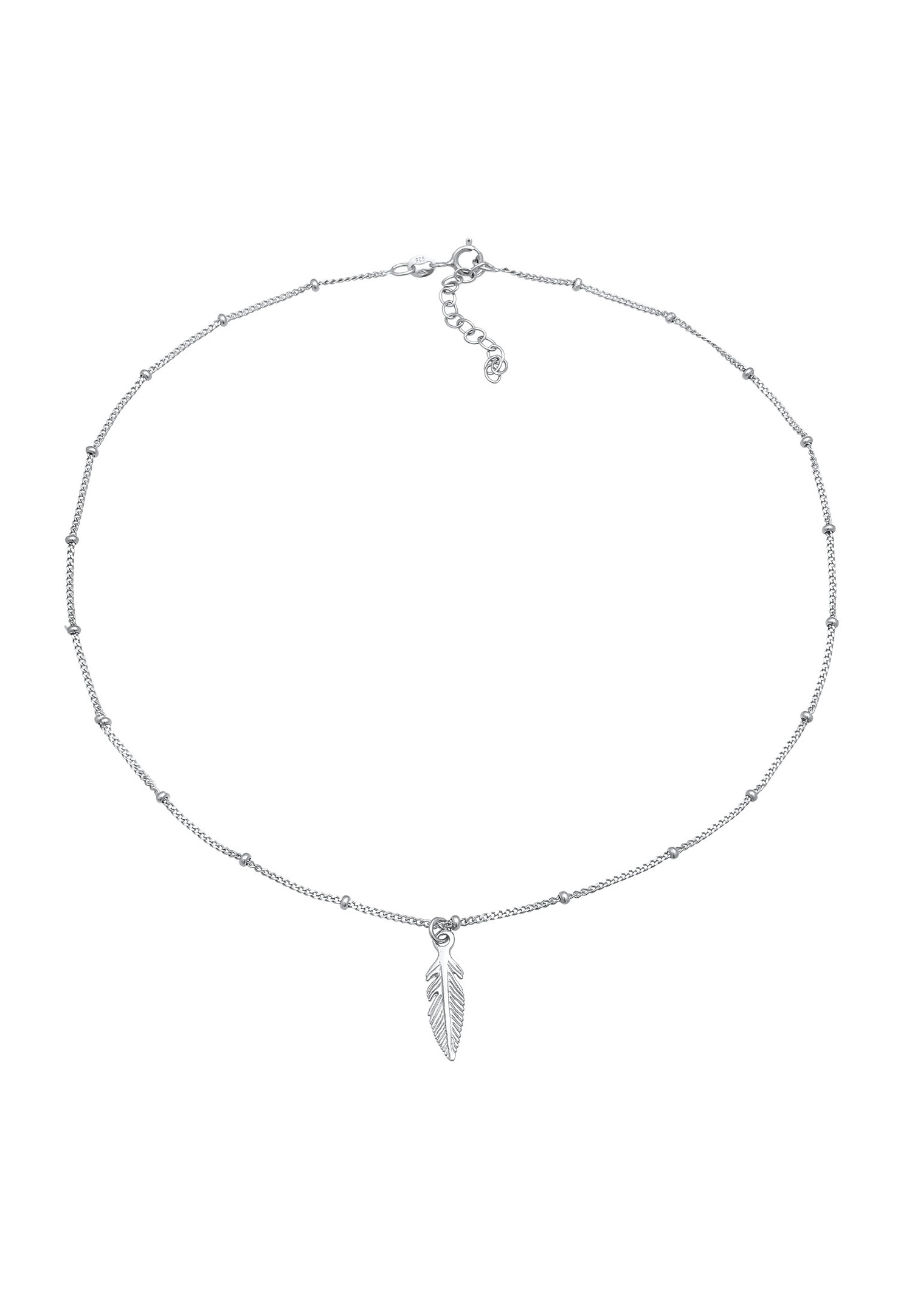 Collana girocollo da donna Elli in stile boho con ciondolo a forma di piuma, in argento sterling 925.
