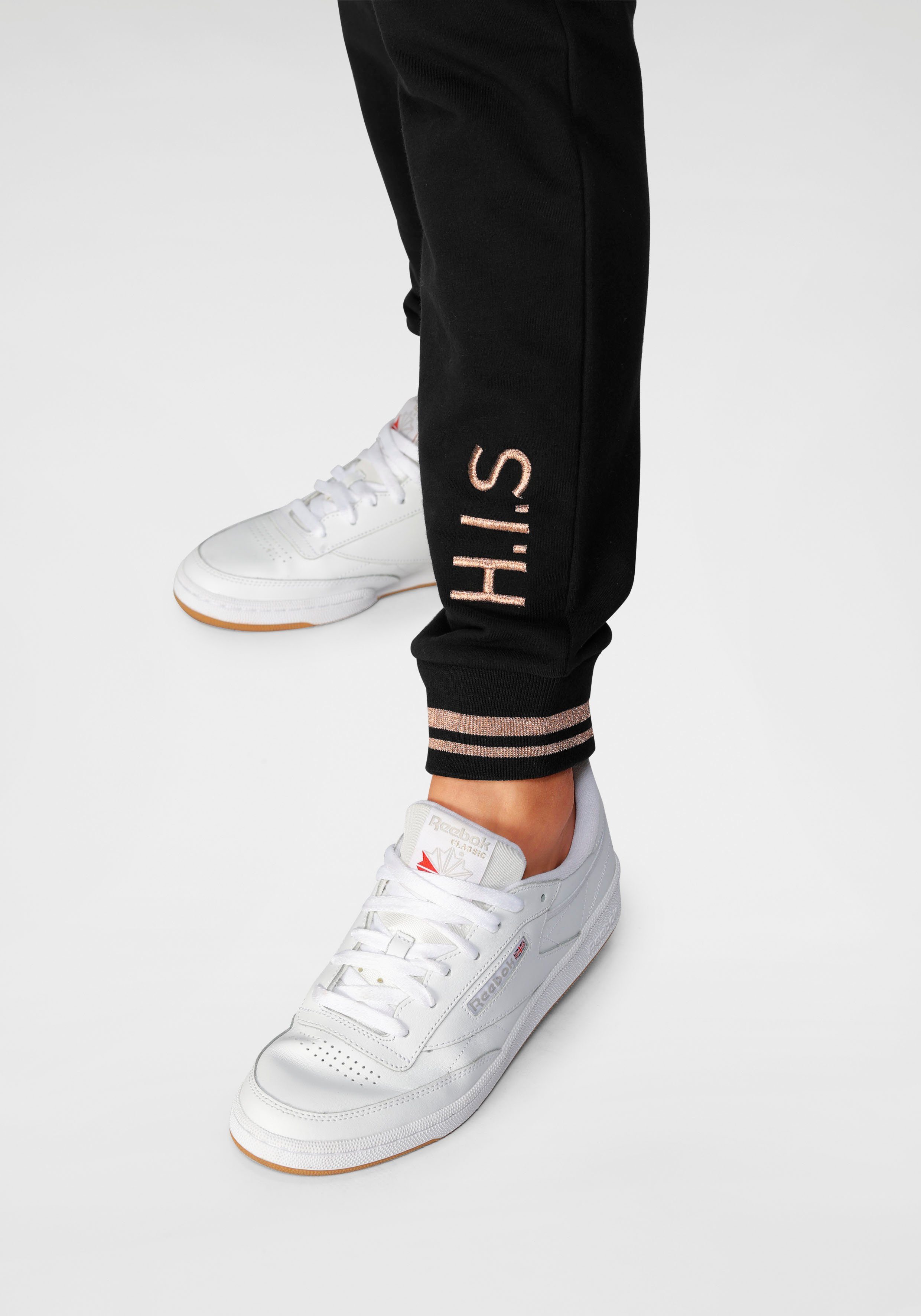 H.I.S Jogginghose mit metallisch glänzenden Details; Große Größe