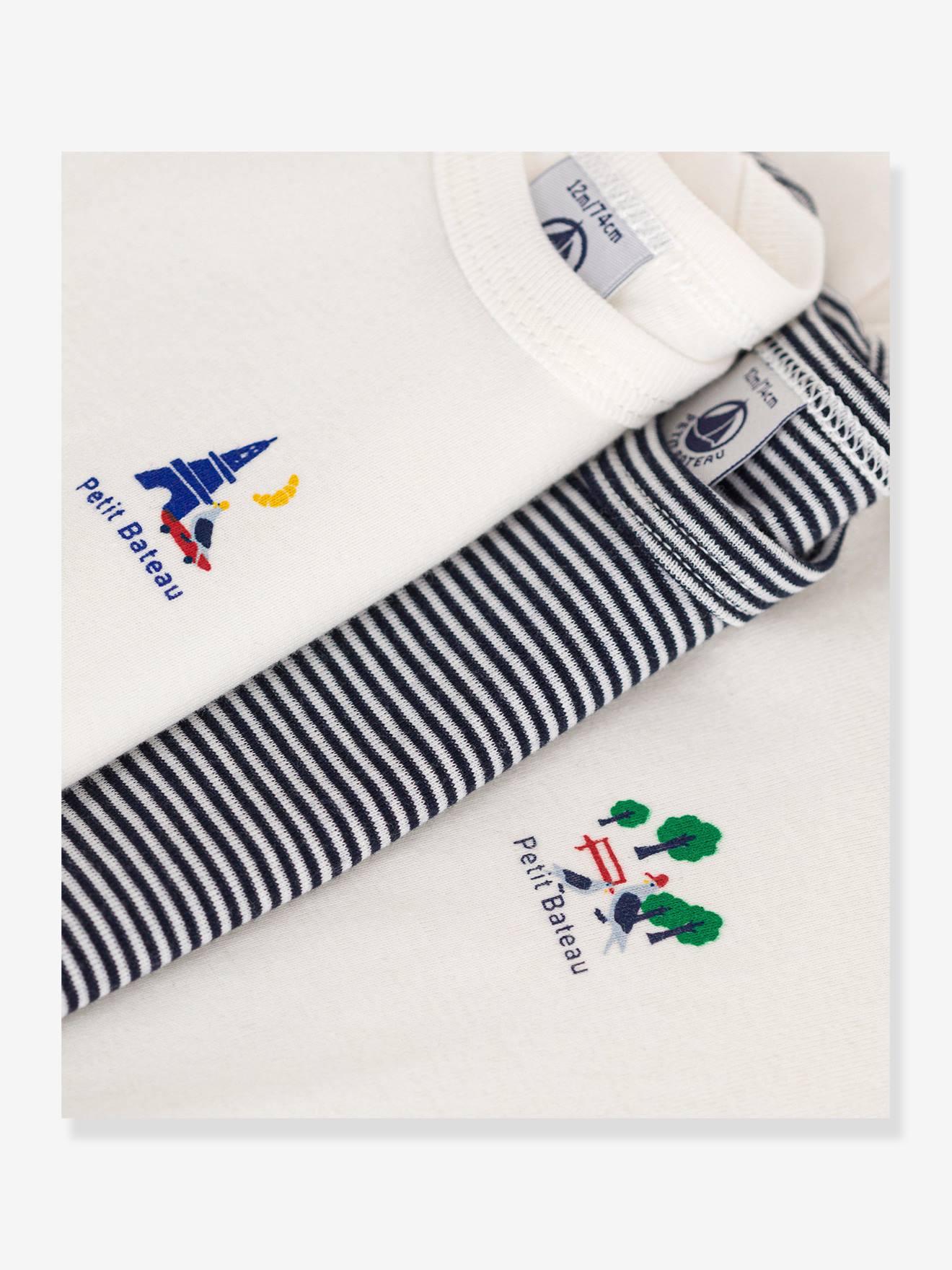 Petit Bateau 3er-Pack Baby Kurzarm-Bodys PETIT BATEAU - mandelgrün
