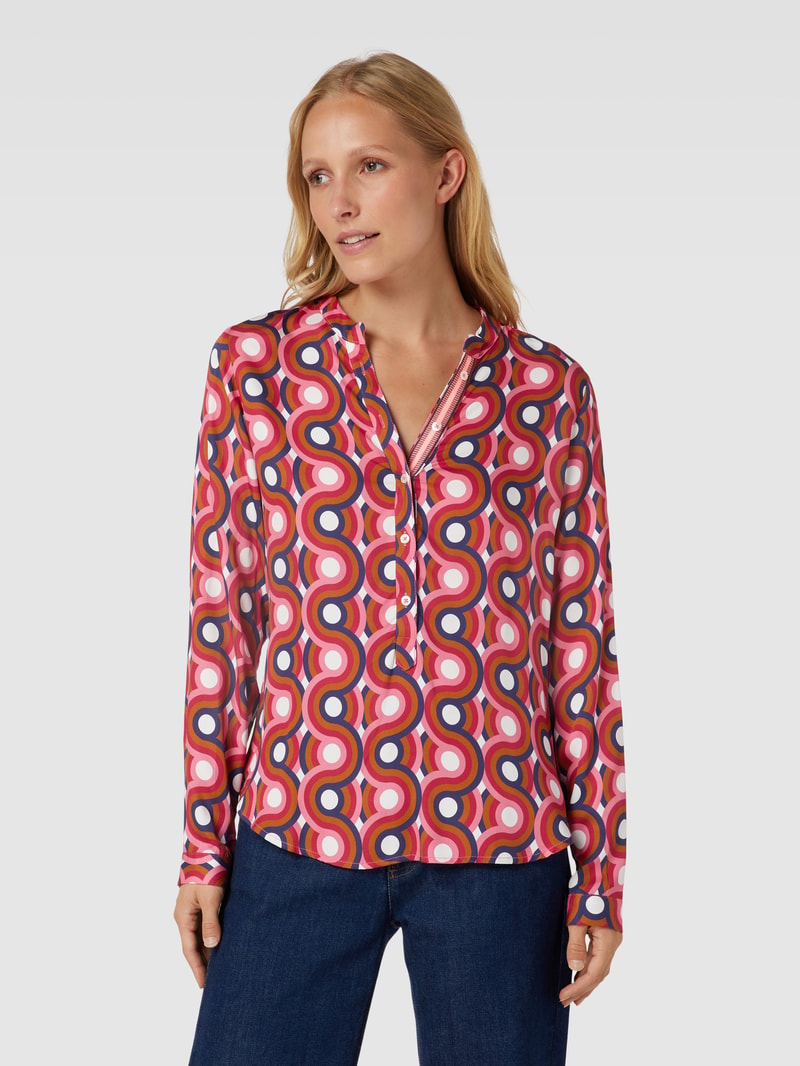 Bluse mit Tunikakragen Modell 'Luftschlange' in pink