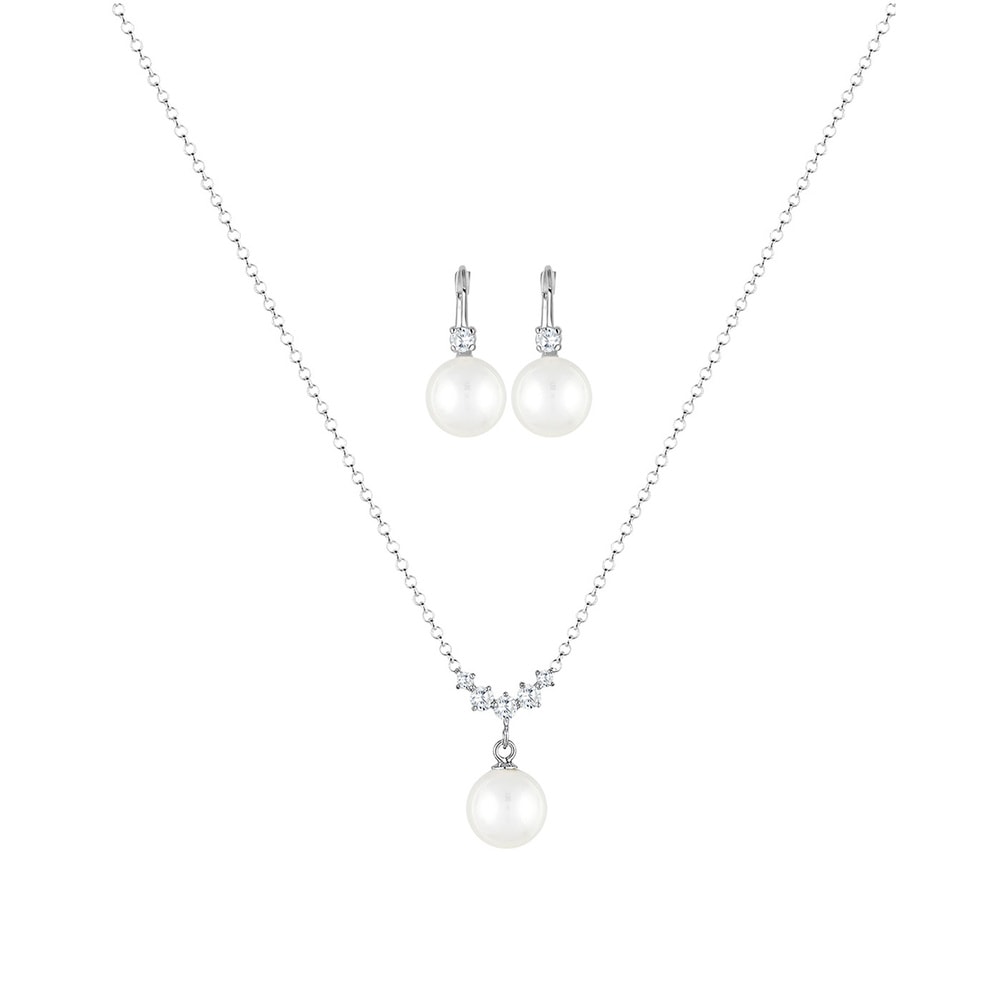 Elli Elli Ensemble de Bijoux Femme Pendentif Classique avec des Cristaux de Zircone Cu Bijoux