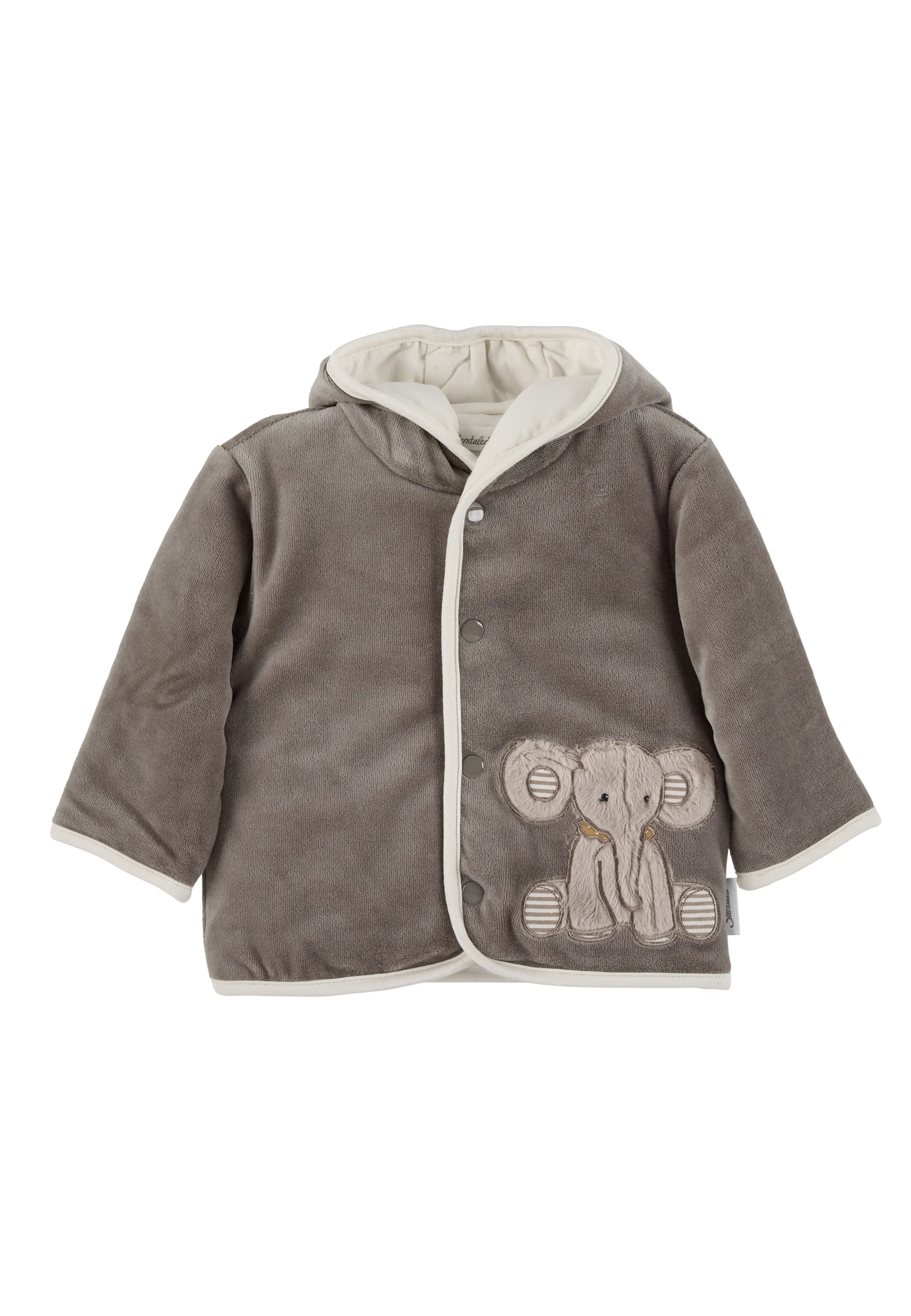 Kapuzen-Jacke aus Nicki, Motiv Elefant Eddy, Grau