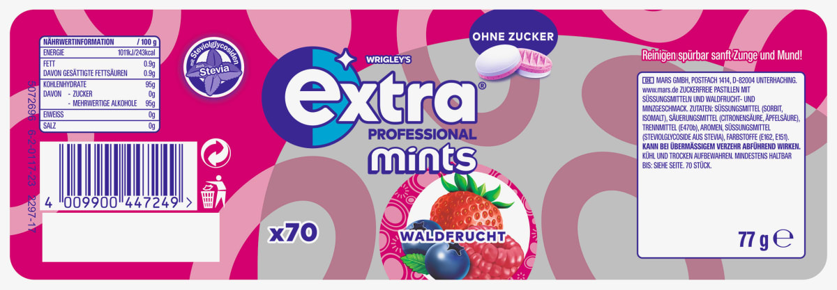 Pastillen EXTRA Professional Mints Waldfrucht, 70 St