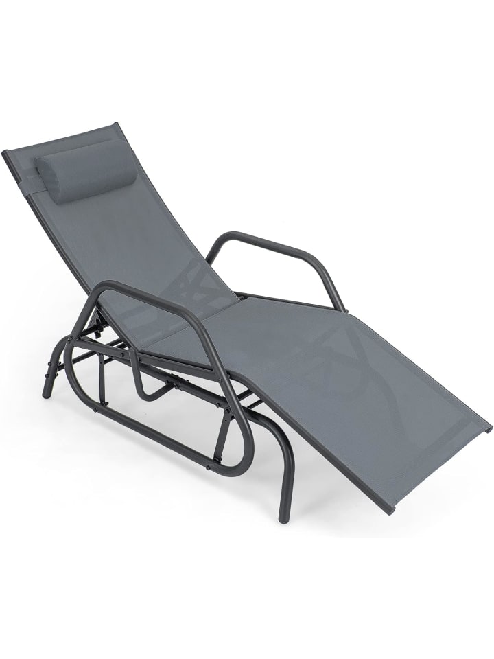 COSTWAY Sonnenliege mit Schaukelfunktion in Grau günstig kaufen onesize