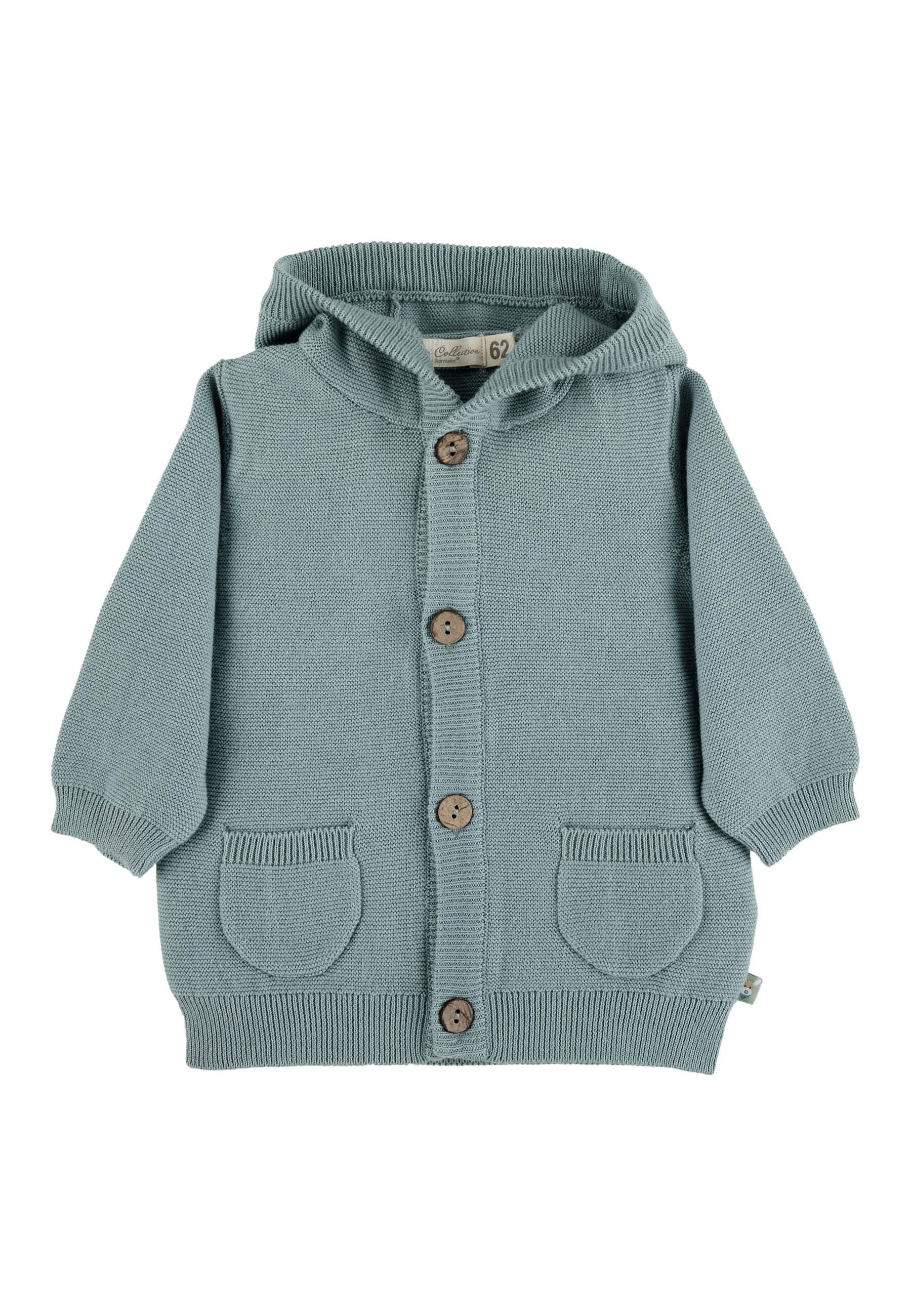 GOTS Baby-Strickjacke Esel Emmi Boy mit Knöpfen