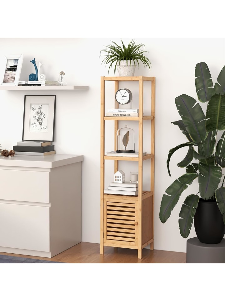 COSTWAY Badregal 4 Ebenen Bambus 34x33x140cm in Beige günstig kaufen onesize