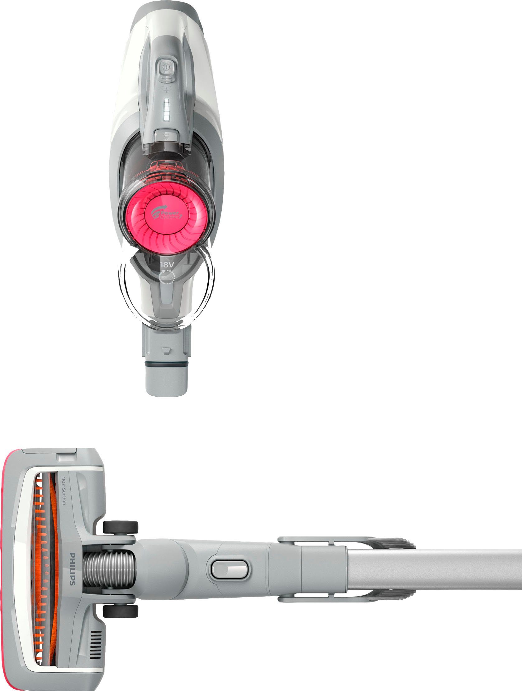 Philips Akku-Stielstaubsauger FC6723/01 SpeedPro, beutellos, 180°-Saugdüse, 30 Min. Akkulaufzeit, weiß