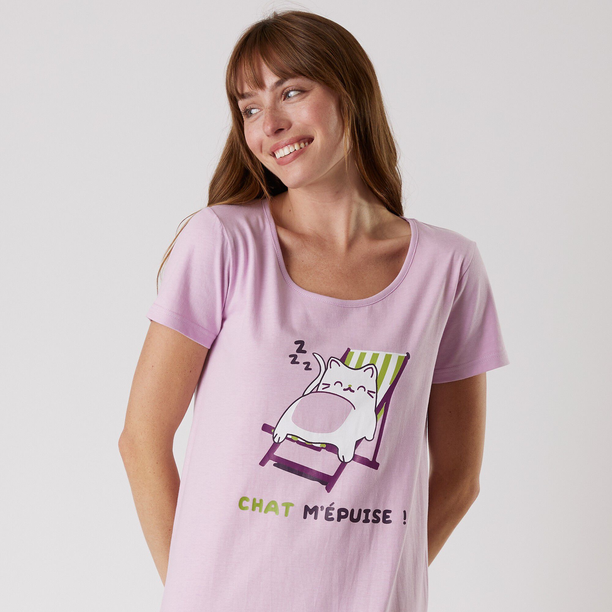 Chemise de nuit longue manches courtes – imprimé 