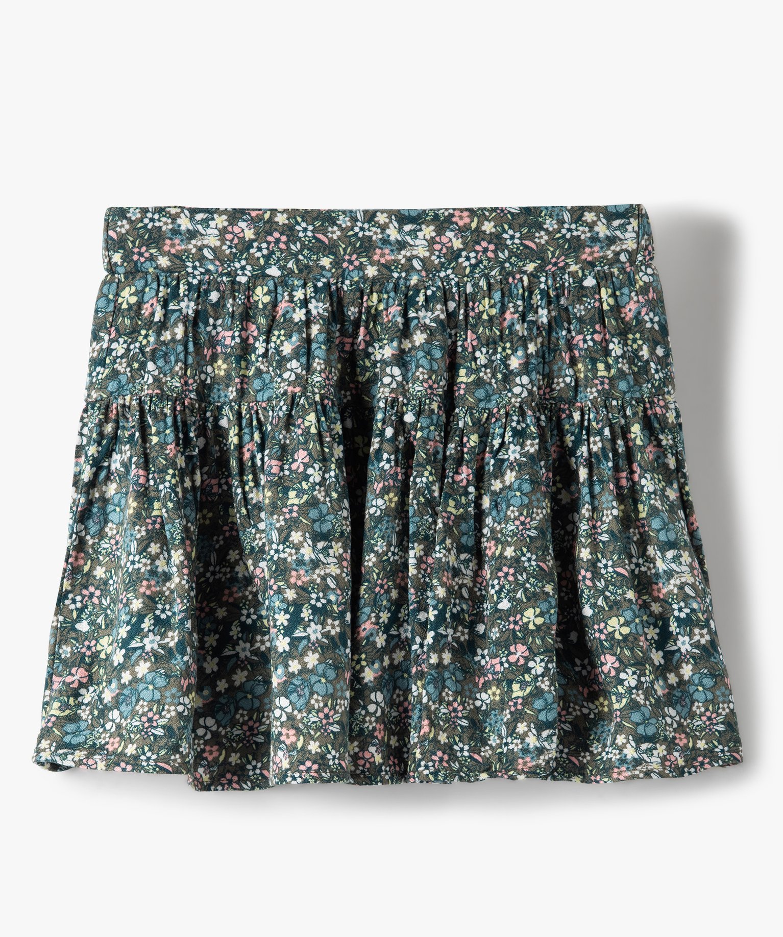 Jupe fille froncée à motifs fleuris | GEMO