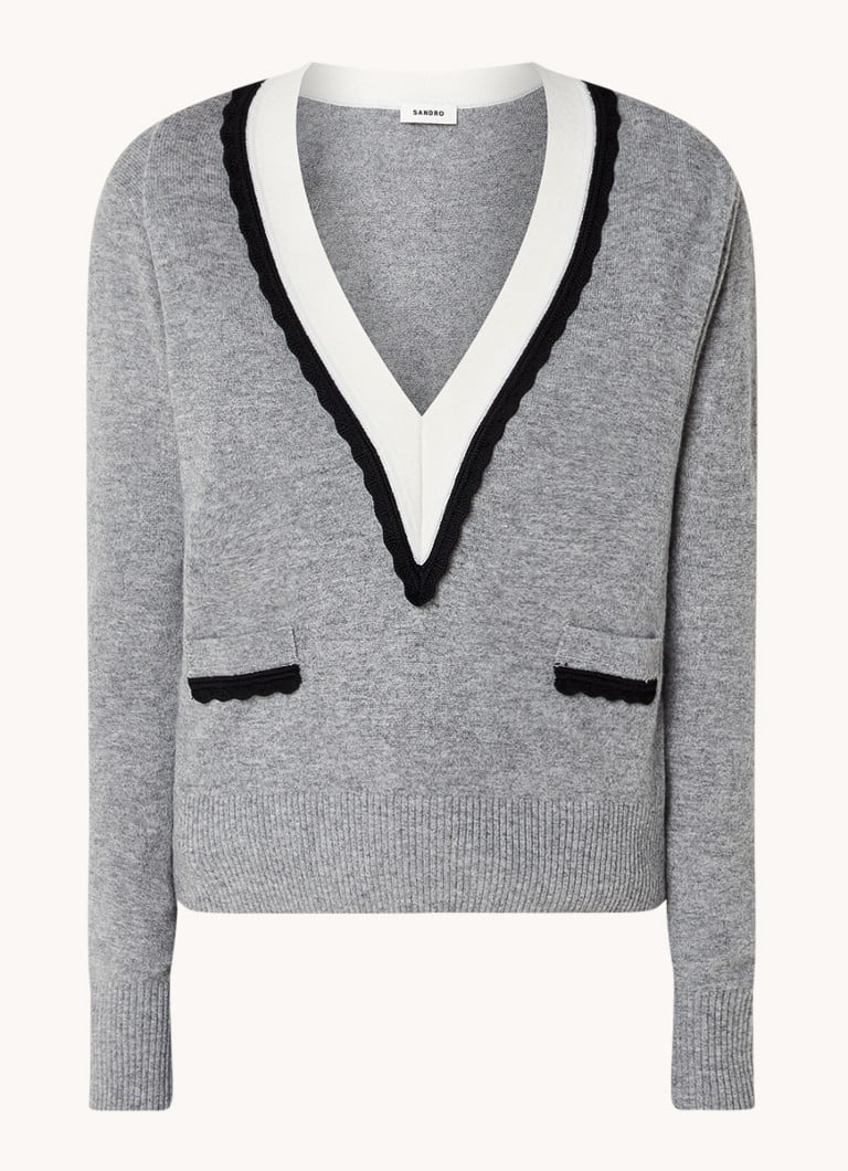 Sandro Fine-knit cashmere blend pullover with V-neck