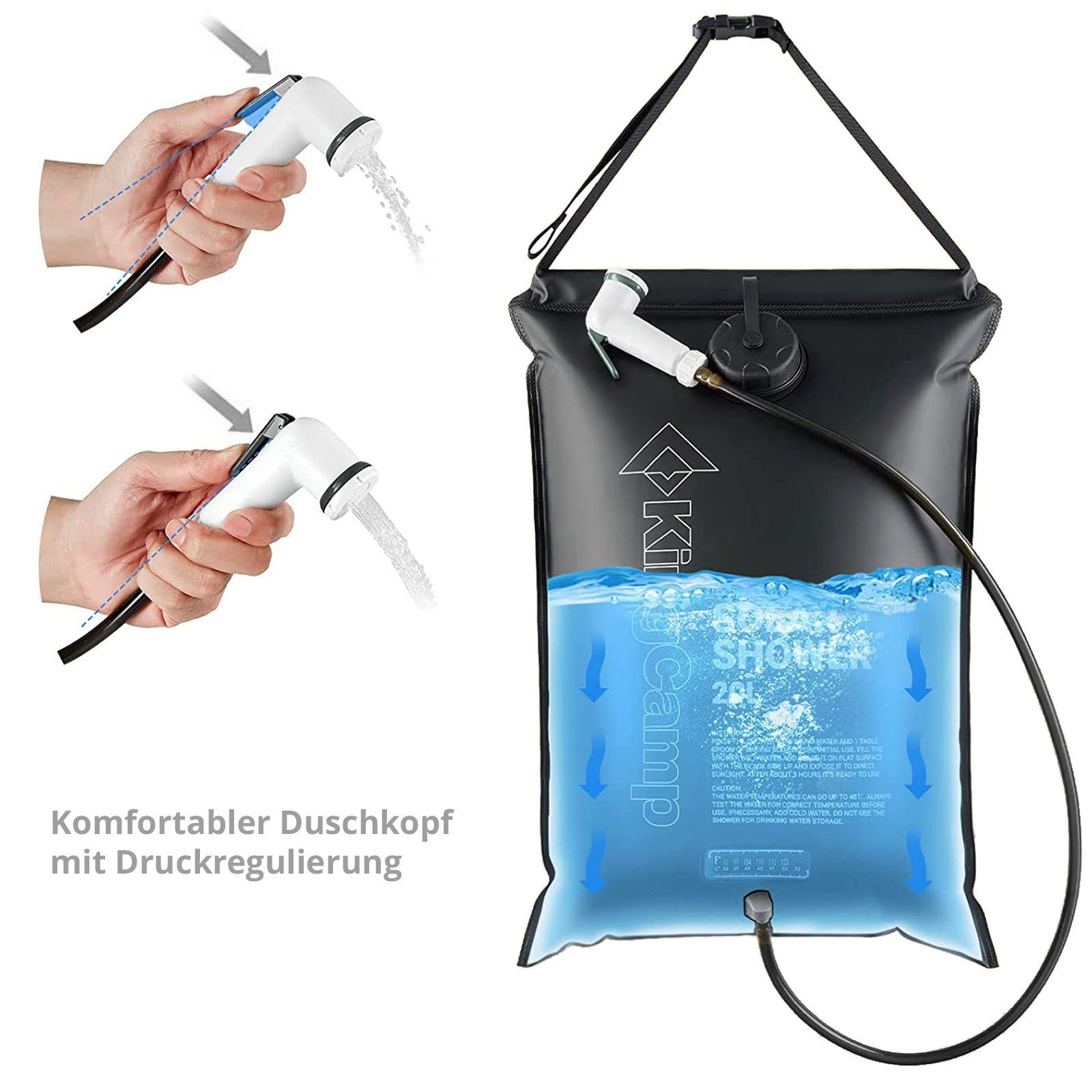 KingCamp Solardusche Solardusche Camping Outdoor Reise Dusche, Thermometer Solar Shower 20 L