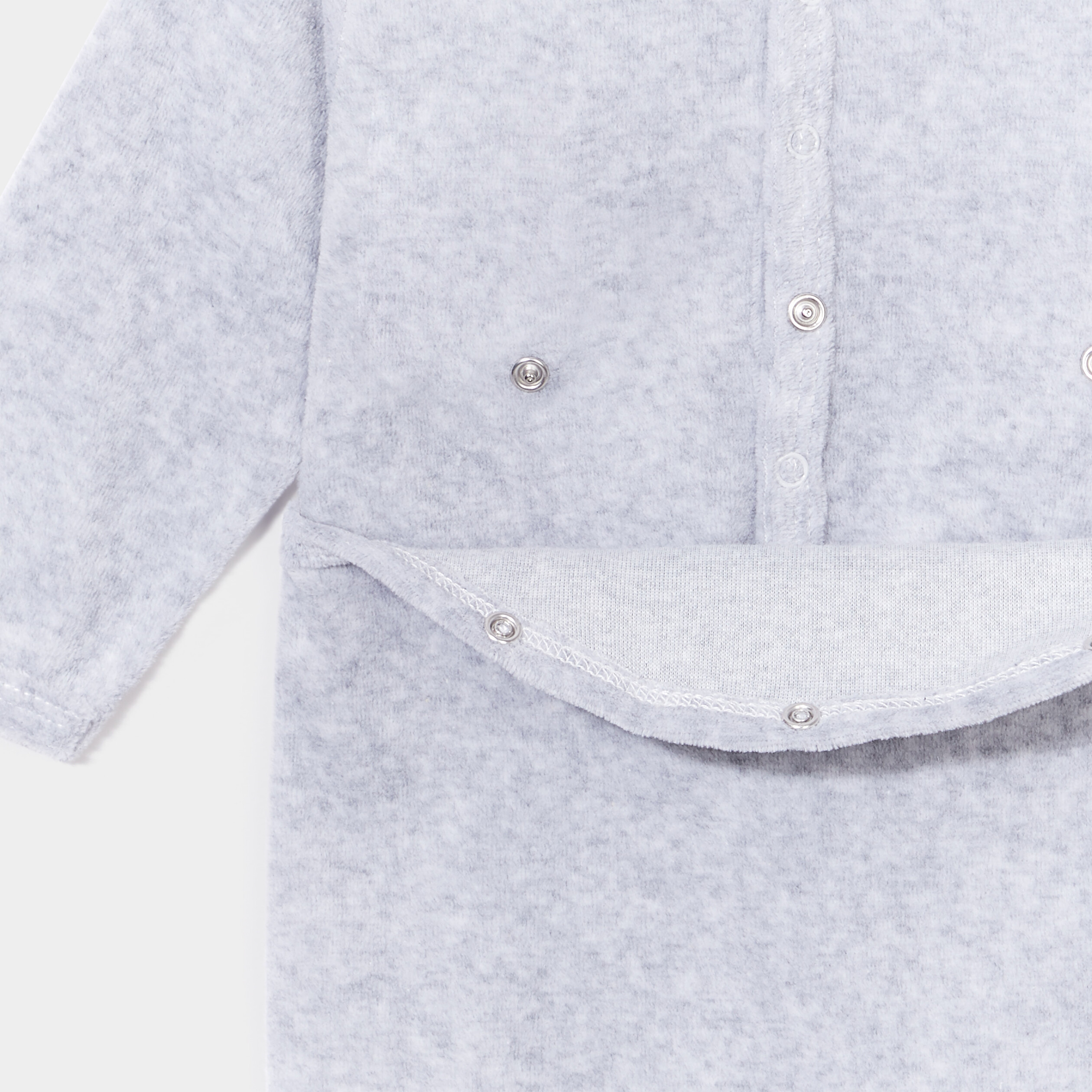 Dors-bien velours manches longues gris clair mixte | La Halle