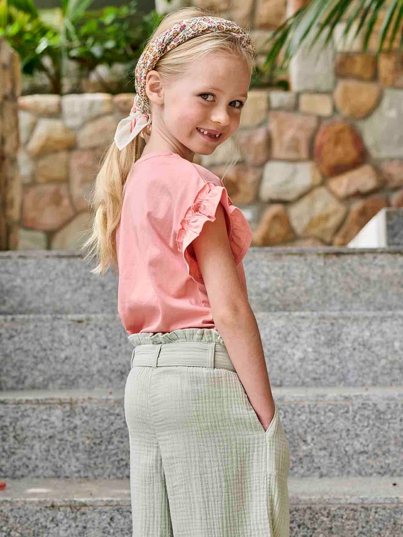 Vertbaudet Mädchen Paperbag-Hose, 7/8 - wollweiß