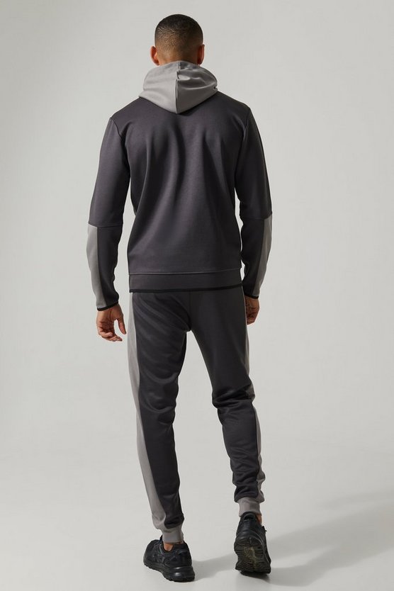 Active Colorblock Trainingsanzug mit Kapuze und Trichterkragen