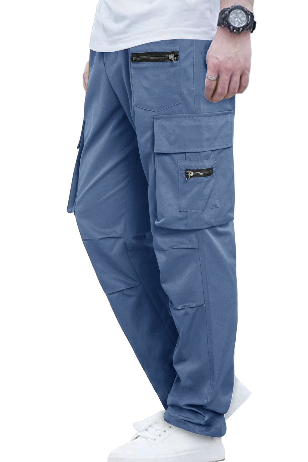JMIERR Cargohose Herren Cargo Hose Lang Einfarbig Freizeithose Männer Loose Fit S-XXL (Baumwolle)