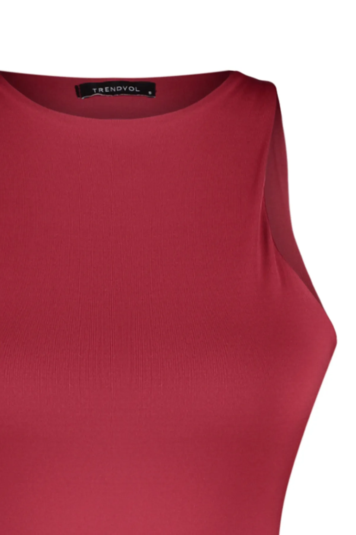 Trendyol Collection  Weinroter Neckholder-Body aus Stretch-Strick mit Druckknöpfen TWOSS20BD0044