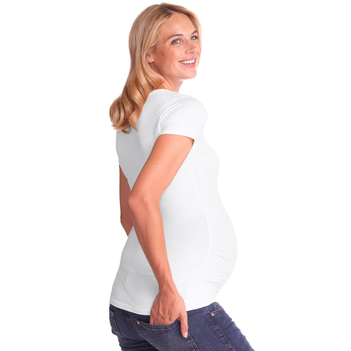 2 Damen Umstands-T-Shirts mit Raffung